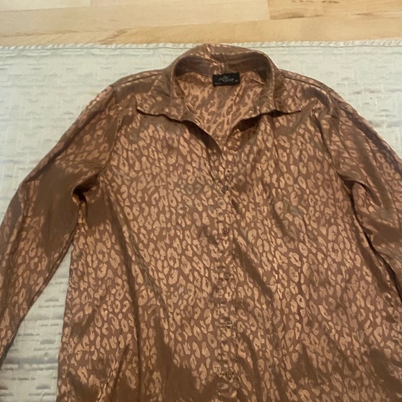 Brown Leopard Print Button Down Shirt - Picture 1 of 1